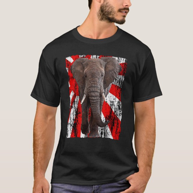 Camiseta Patriotic Elephant Japanese Rising Sun Flag Japan  (Frente)