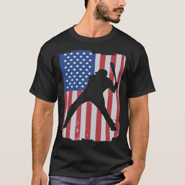 Camiseta Patriotic Flag Baseball Softball 4 Th Of July Play (Frente)