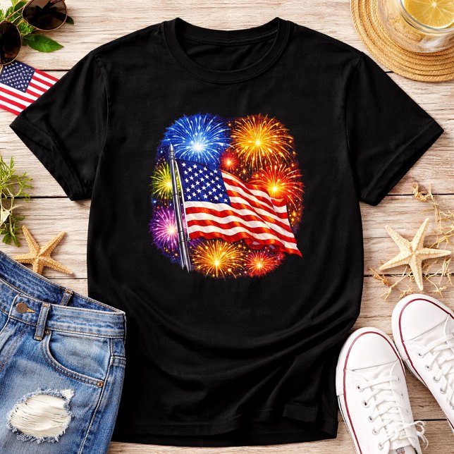 Camiseta Patriotic Flag Fireworks  (Criador carregado)