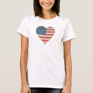Camiseta Patriotic Flag Heart, 4 de julho