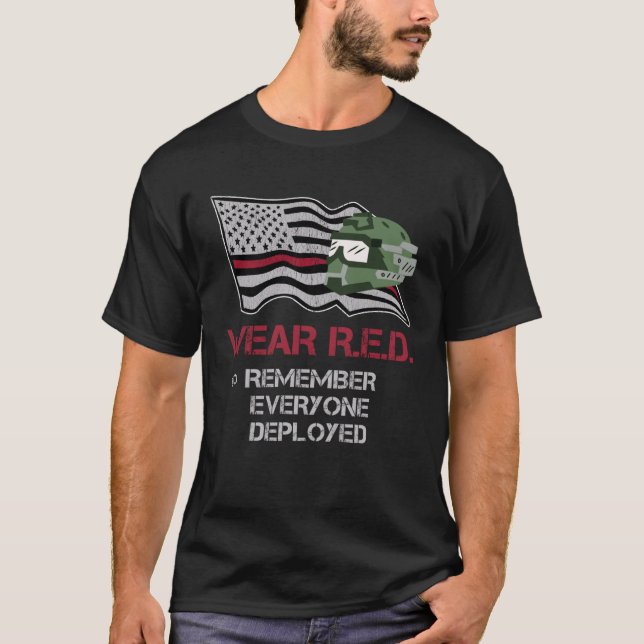 Camiseta Patriotic Flag Red Friday To Support Our Brave Mil (Frente)