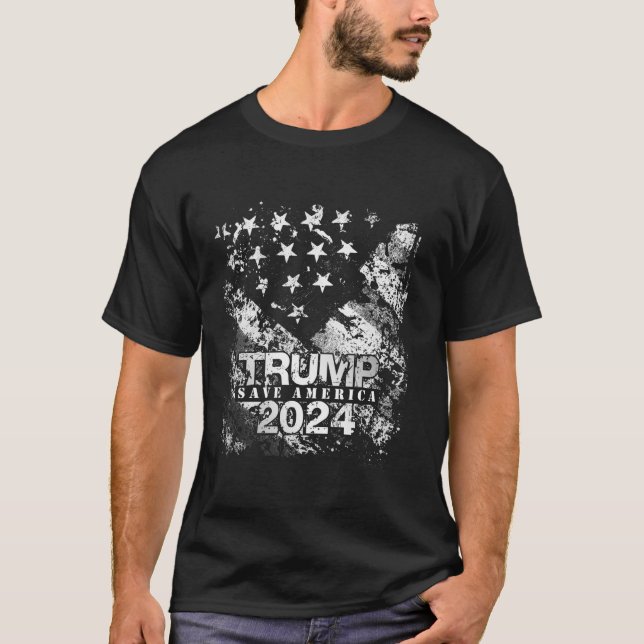 Camiseta Patriotic Flag Trump 2024 USA Save America (Frente)