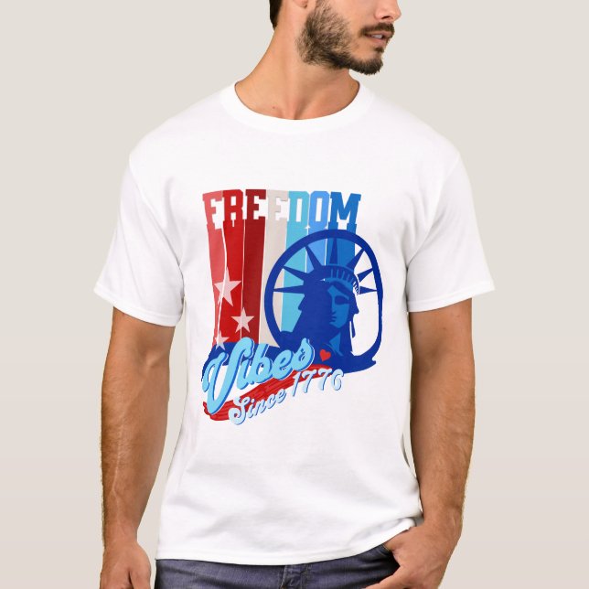 Camiseta Patriotic Freedom Vibes USA T-Shirt (Frente)
