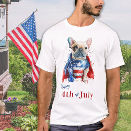 Camiseta Patriotic French Buldog USA Flag Happy 4 O julho