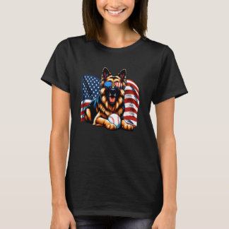 Camiseta Patriotic German Shepherd Dog Baseball USA Flag Am