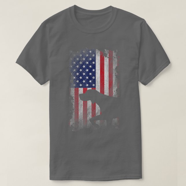 Camiseta Patriotic German Shorthaired Pointer American Flag (Frente do Design)