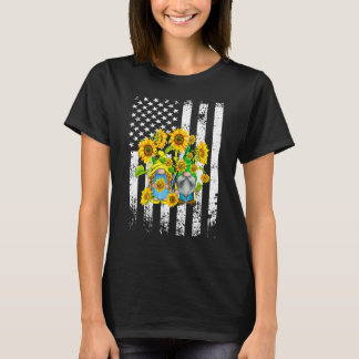 Camiseta Patriotic Gnome Sunflower Vintage Flag 4th Of July