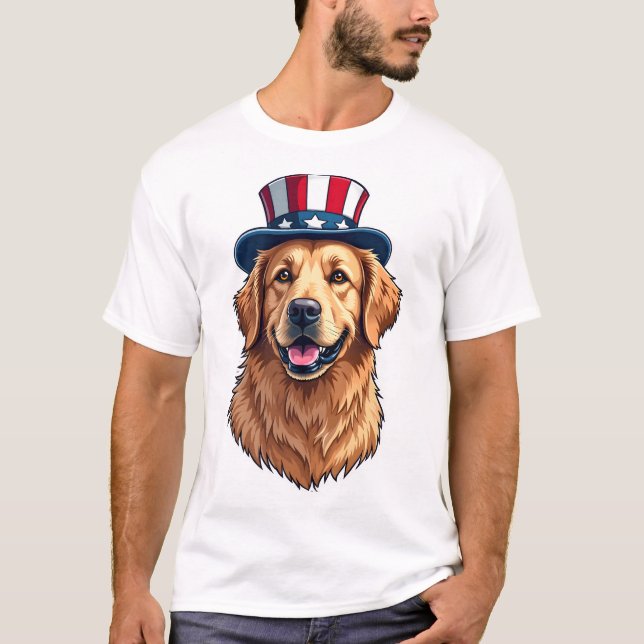 Camiseta Patriotic Golden Retriever Split Frame Tee 2 (Frente)