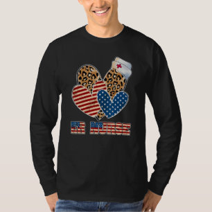 Camiseta Patriotic Hearts American Er Nurse Usa Flag 4th Of