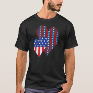 Camiseta Patriotic Hearts Usa Flag Heart Women Memorial Day