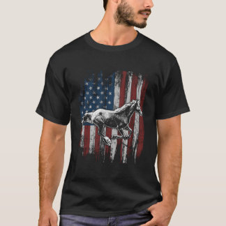 Camiseta Patriotic Horse American Flag Horseback Riding