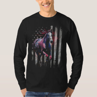 Camiseta Patriotic Horse American Flag Horseback Riding Wes