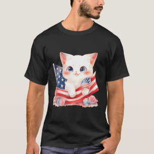 Camiseta Patriotic Kitten 4 De Julho Dia Da Independência D