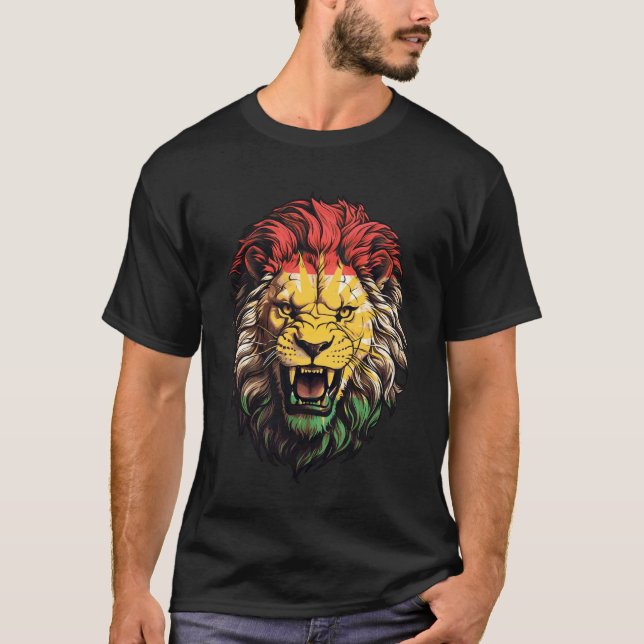 Camiseta Patriotic Kurdish Lion Head Kurdistan Pride Kurdis (Frente)