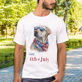 Camiseta Patriotic Labrador Dog USA Flag Happy 4 De Julho