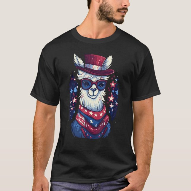 Camiseta Patriotic Llama 4th Of July (Frente)