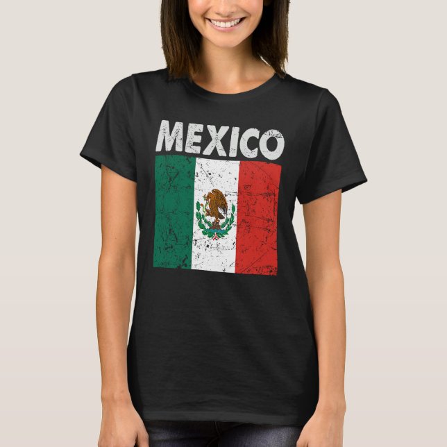 Camiseta Patriotic Mexican Flag Pride Vintage Distressed (Frente)