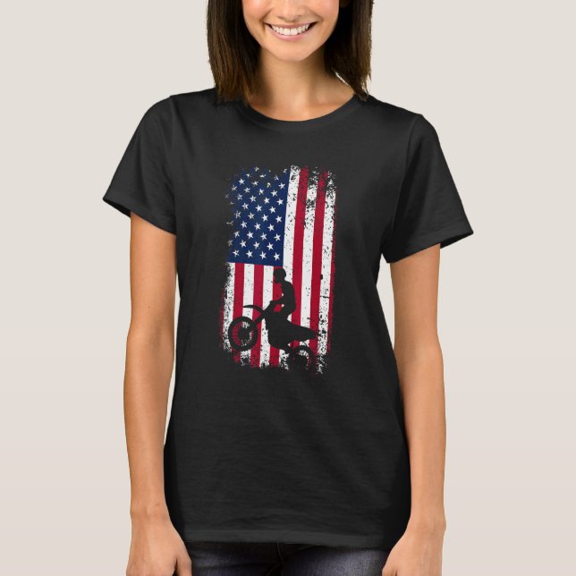 Camiseta Patriotic Motocrosser  Dirt Bike  American Flag Mo (Frente)