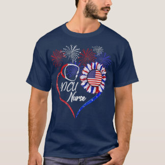 Camiseta Patriotic NICU Nurse 4th Of July USA Flag Sunflowe