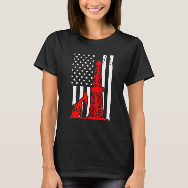 Camiseta Patriotic Oilfielder Oildrilling American Flag Oil (Frente)