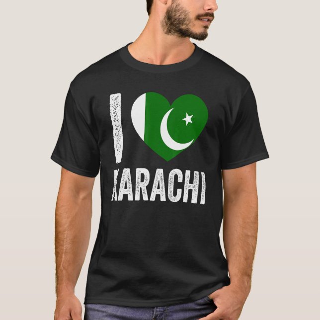 Camiseta Patriotic Pakistani  Pakistan Flag  I Love Karachi (Frente)