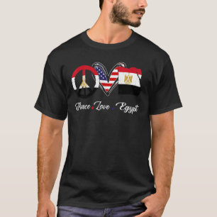 Camiseta Patriotic Peace Love Egypt Flag American Heart