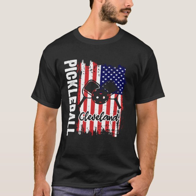 Camiseta Patriotic Pickleball USA Flag Cleveland Ohio Versi (Frente)