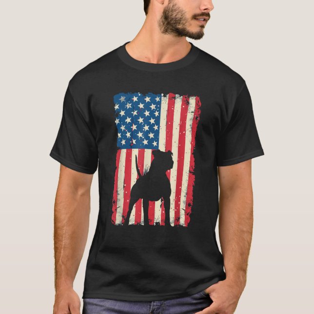 Camiseta Patriotic Pitbull Dog Lover 4th of July USA Americ (Frente)