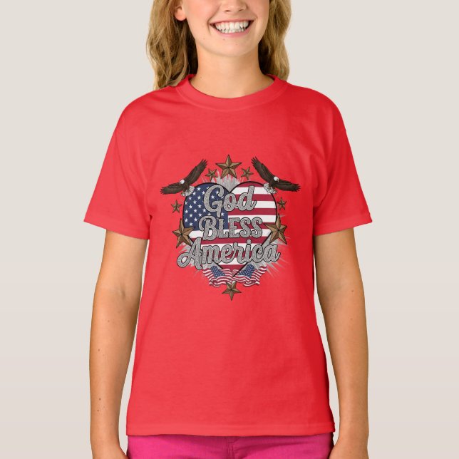 Camiseta Patriotic Pride – God Bless America T-shirt design (Frente)