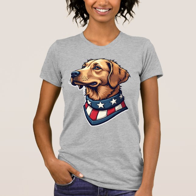 Camiseta Patriotic Retriever Mascot Vintage Dog Tee 4 (Frente)