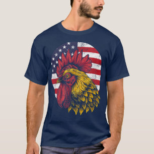 Camiseta Patriotic Rooster American Flag 4 De Julho Farmer