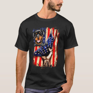 Camiseta Patriotic Rottweiler American Flag Dog