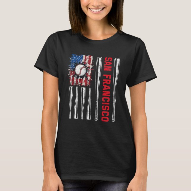 Camiseta Patriotic San Francisco Softball US American Flag  (Frente)