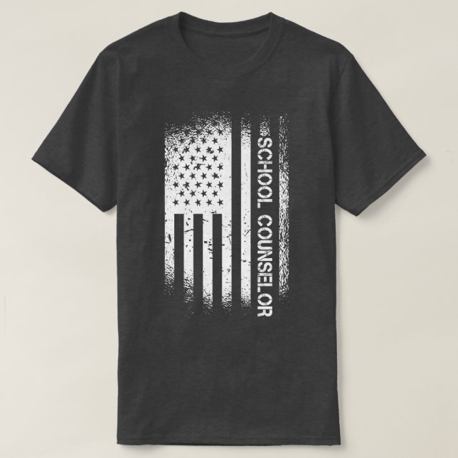 Camiseta Patriotic School Counselor With American Flag Prem (Frente do Design)