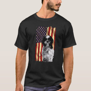 Camiseta Patriotic Shih Tzu American Flag 4 de julho