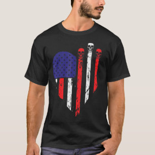 Camiseta Patriotic Skull American Flag Heart 4 De Julho