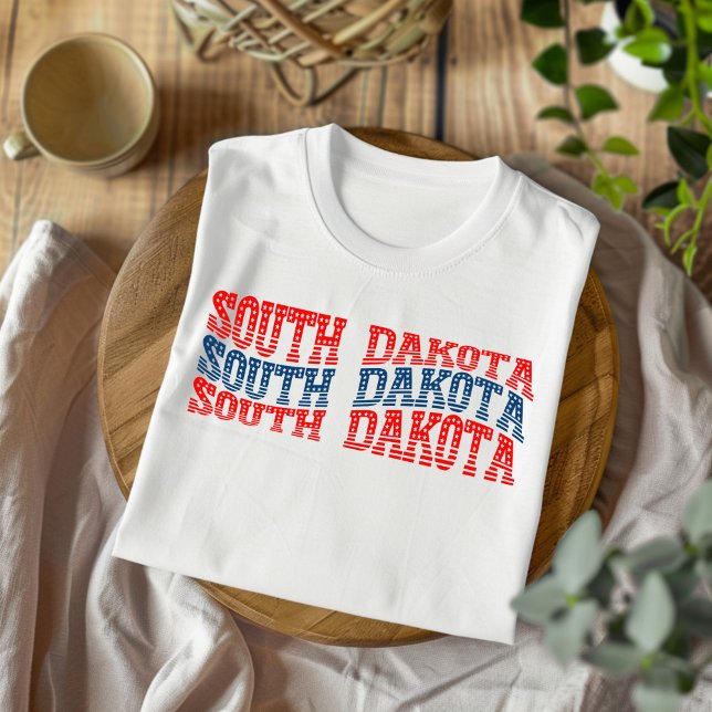 Camiseta Patriotic South Dakota Red and Blue Boho T-Shirt (Criador carregado)