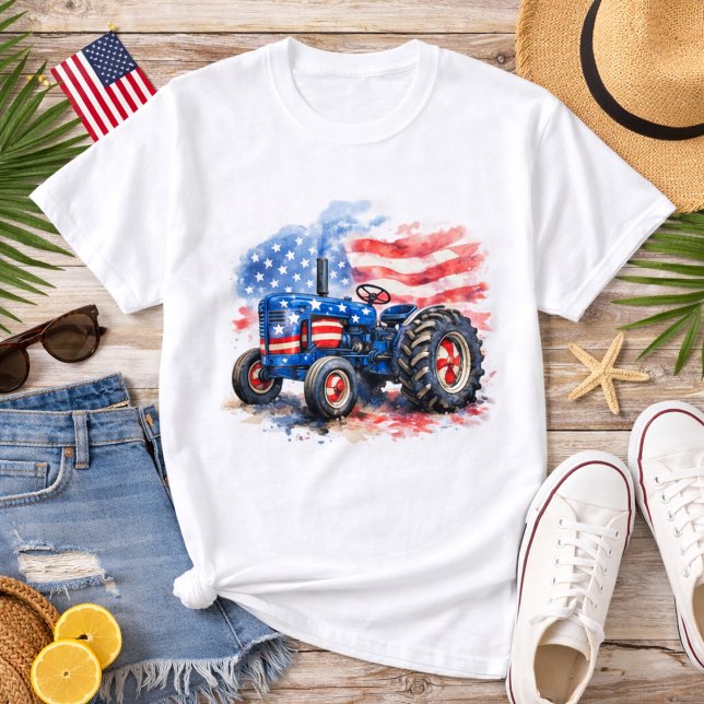 Camiseta Patriotic Stars and Stripes Tractor (Criador carregado)