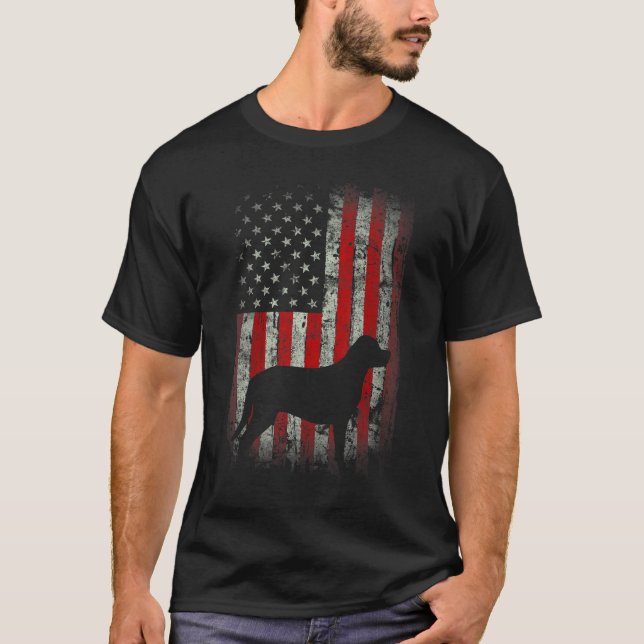 Camiseta Patriotic USA Flag Labrador Retriever Design for L (Frente)