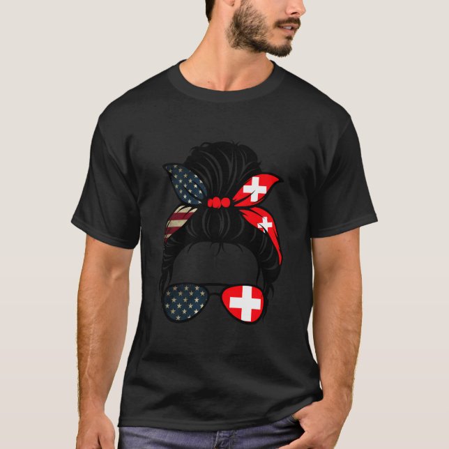Camiseta Patriotic Usa Swiss Mom American Switzerland Flag (Frente)
