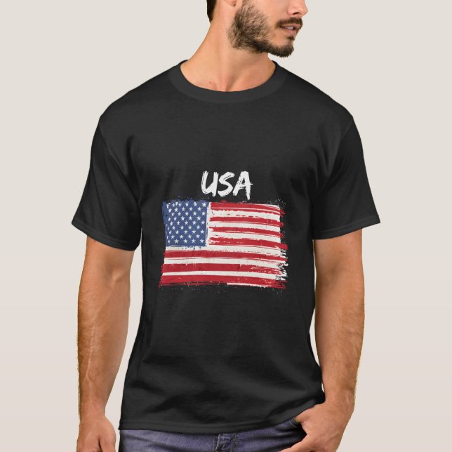 Camiseta Patriotic Usa With American Flag Of The United Sta (Frente)