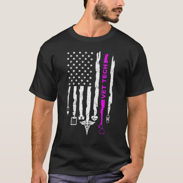 Camiseta Patriotic Vet Tech USA Flag Nurses Vet Tech Week (Frente)