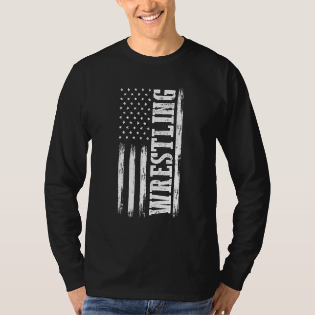 Camiseta Patriotic Wrestler  4th Of July  American Flag Wre (Frente)