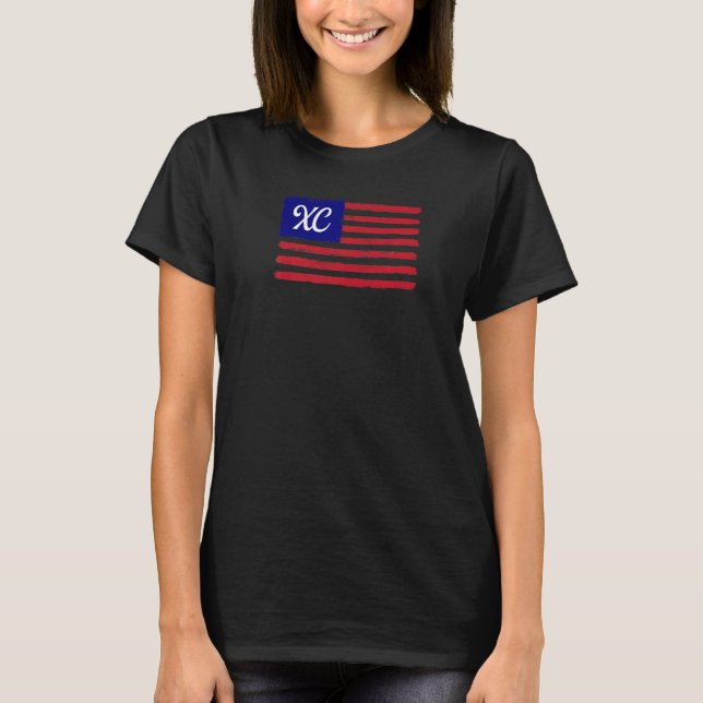 Camiseta Patriotic XC Cross Country Running American Flag U (Frente)