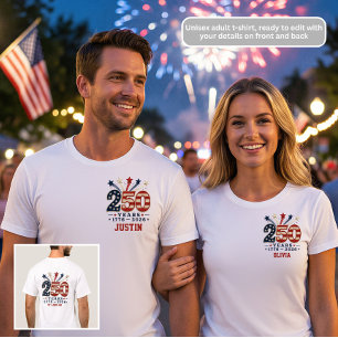 Camiseta Patriótica 250 Anos de Aniversário 1776-2