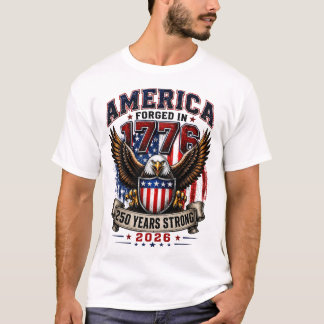 Camiseta patriótica América 1776-250 anos forte