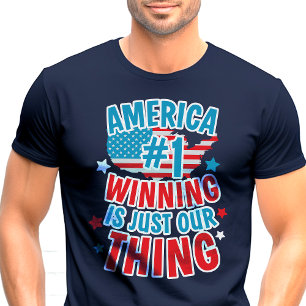 Camiseta Patriótica America Número Um Vencedora