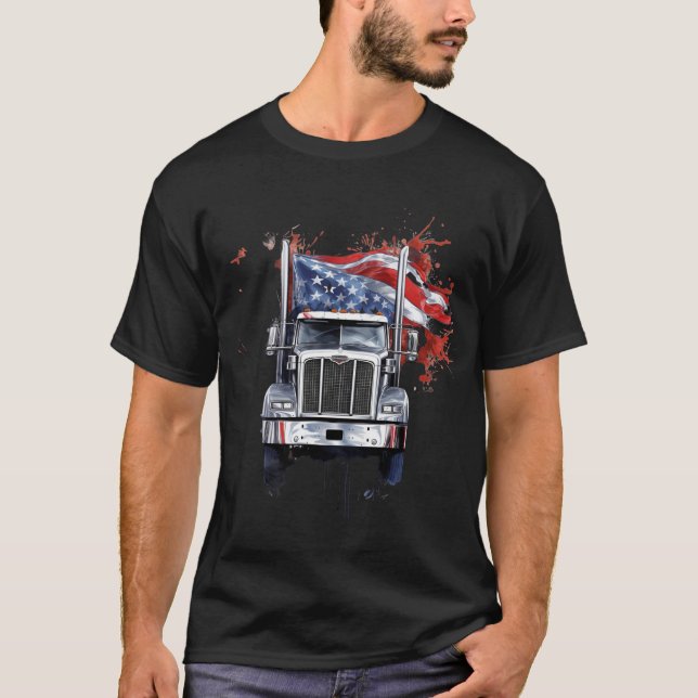 Camiseta Patriótica American Flag Semi (Frente)
