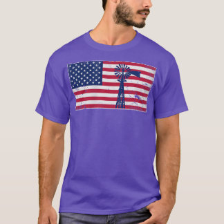 Camiseta Patriótica American Flag Windmill EUA 4 de julho
