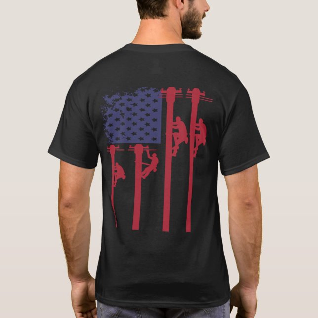 Camiseta Patriótica Americana Flag Lineman (Verso)